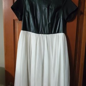 Eloquii, black faux leather top with white tulle skirt - 18